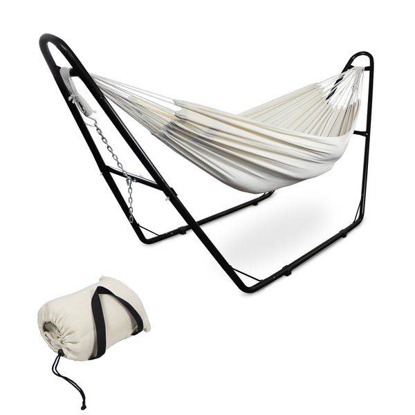 Todeco-Standing-Hammock-Hammock-with-Metal-Stand-Carry-Bag-Adjustable-Height-Hammock-Stand-for-Indoor-Outdoor-Garden-Patio-Camping-Beach-Maximum-Load-200kg-Brown