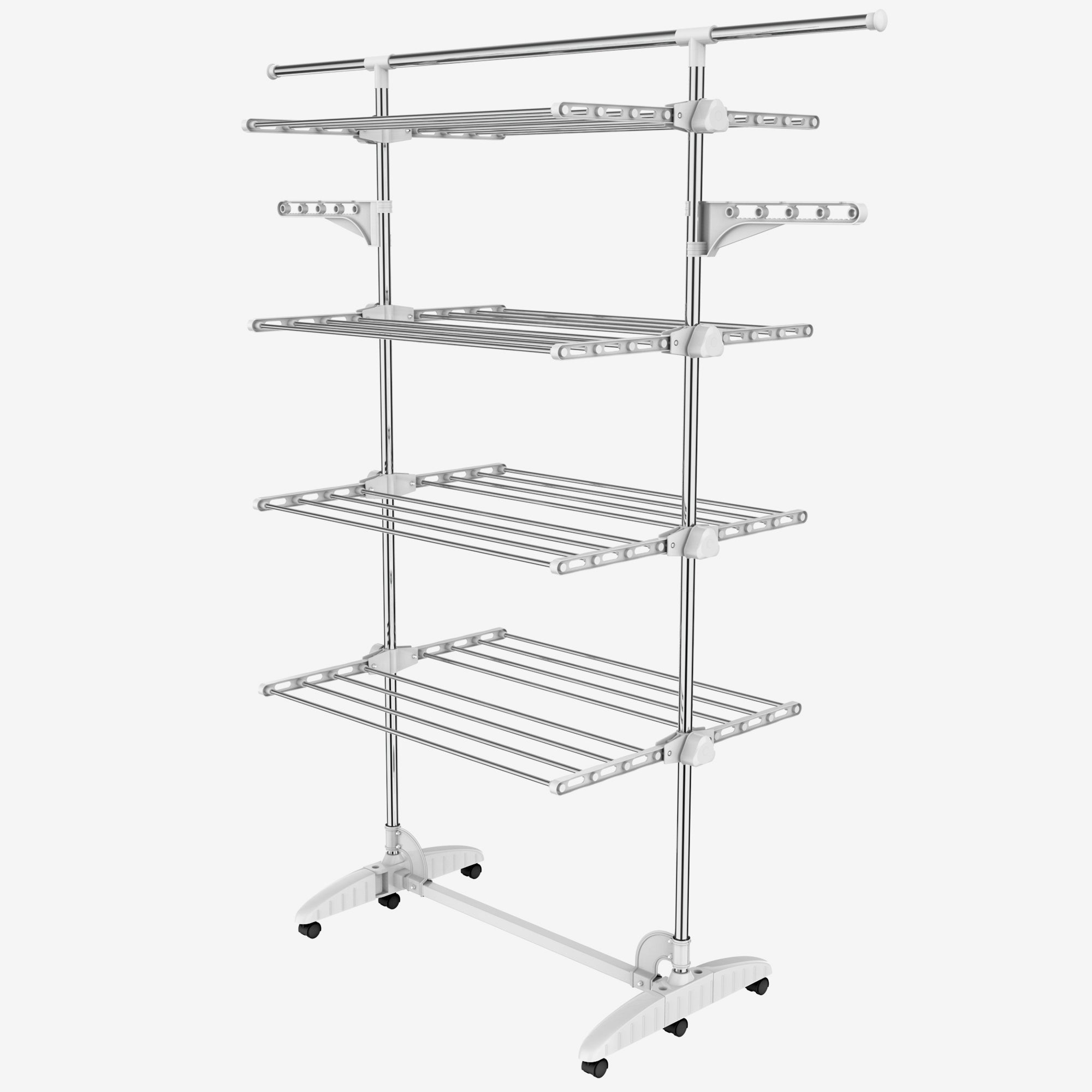 Laundry-Drying-Rack-4-shelves-with-extendable-top-bar-White-Laundry-Drying-Rack-4-shelves-White-With-wings-and-extended-top-bar-Material-Stainless-steel-tubes