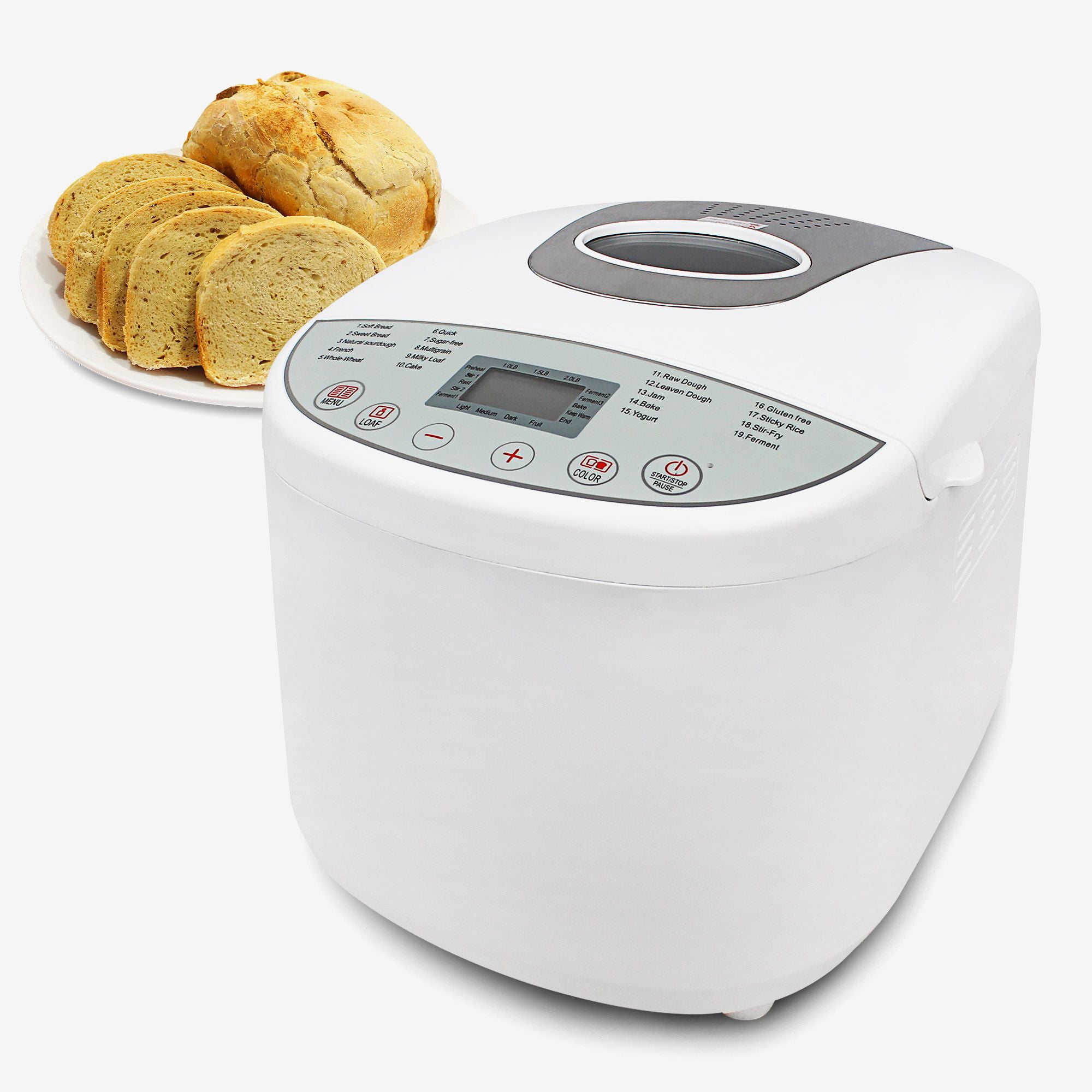 Homemade-Bread-Maker-Jam-Maker-19-Programs-Digital-Display-White-Material-Plastic