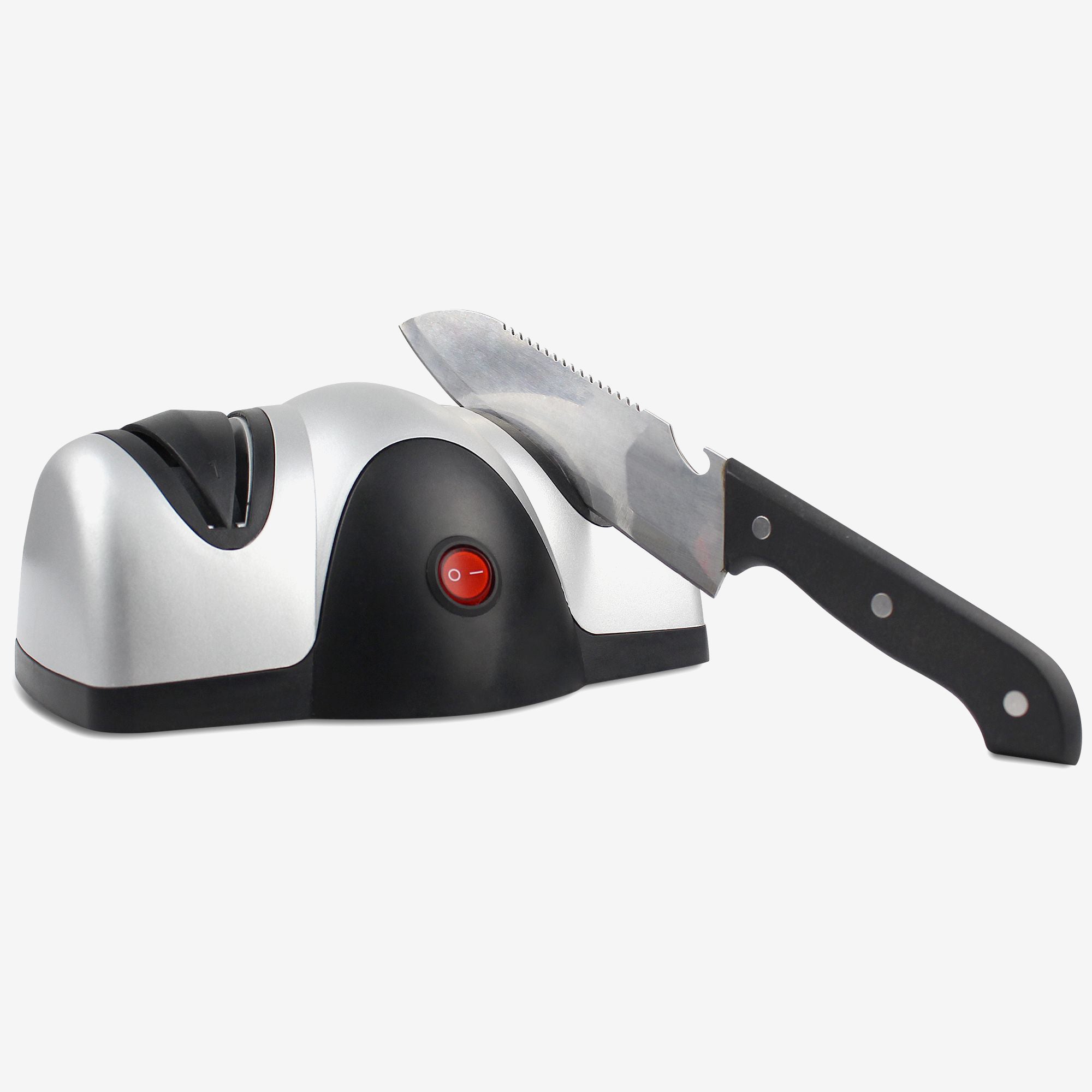 Electric-Knife-Sharpener-Two-Level-Sharpener-Black-Silver-Material-ABS-Plastic