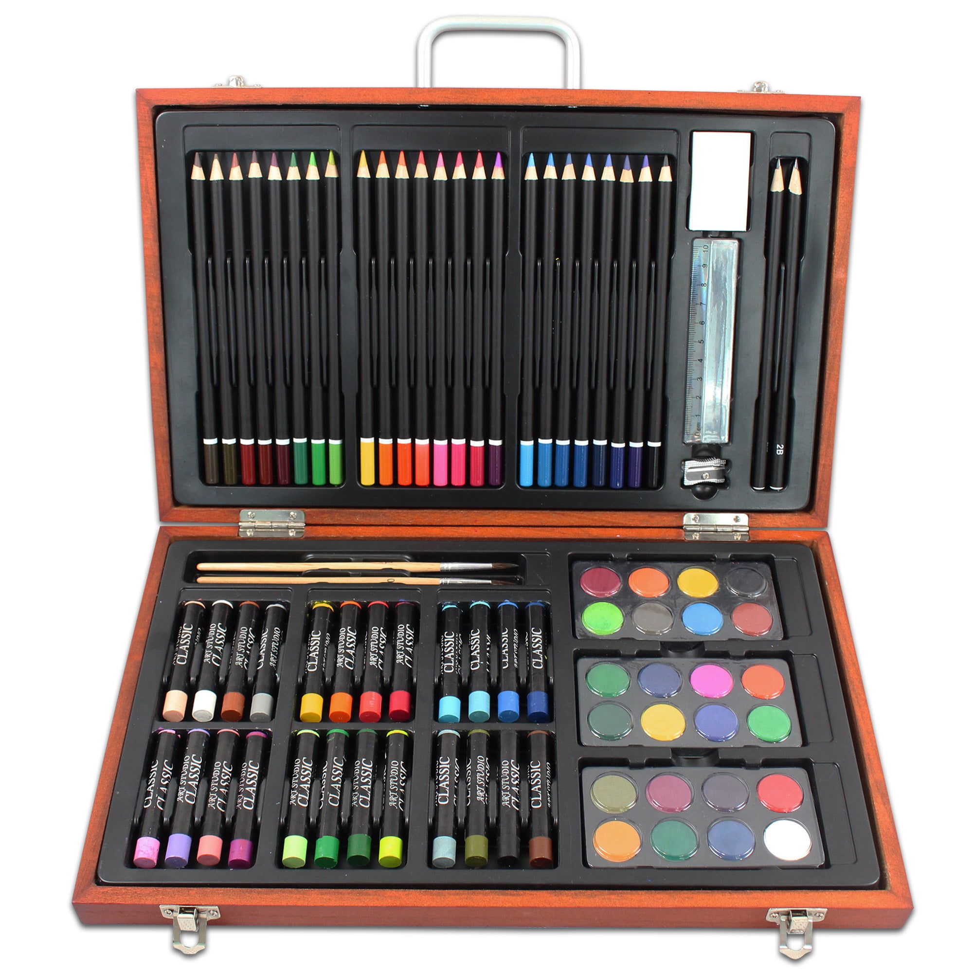 Leogreen-Kids-Deluxe-Art-kit-Art-and-Paint-Set79-pieces-of-art-and-paint-for-children-with-wooden-and-metal-box