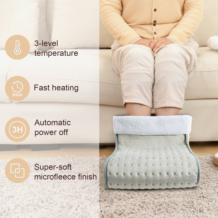 Todeco-Foot-Warmer-Electric-Foot-Heating-with-3-Temperature-Levels-Fast-Heat-Automatic-Shut-Off-Washable-Lining-100W-30-x-30-x-24-cm-Gray