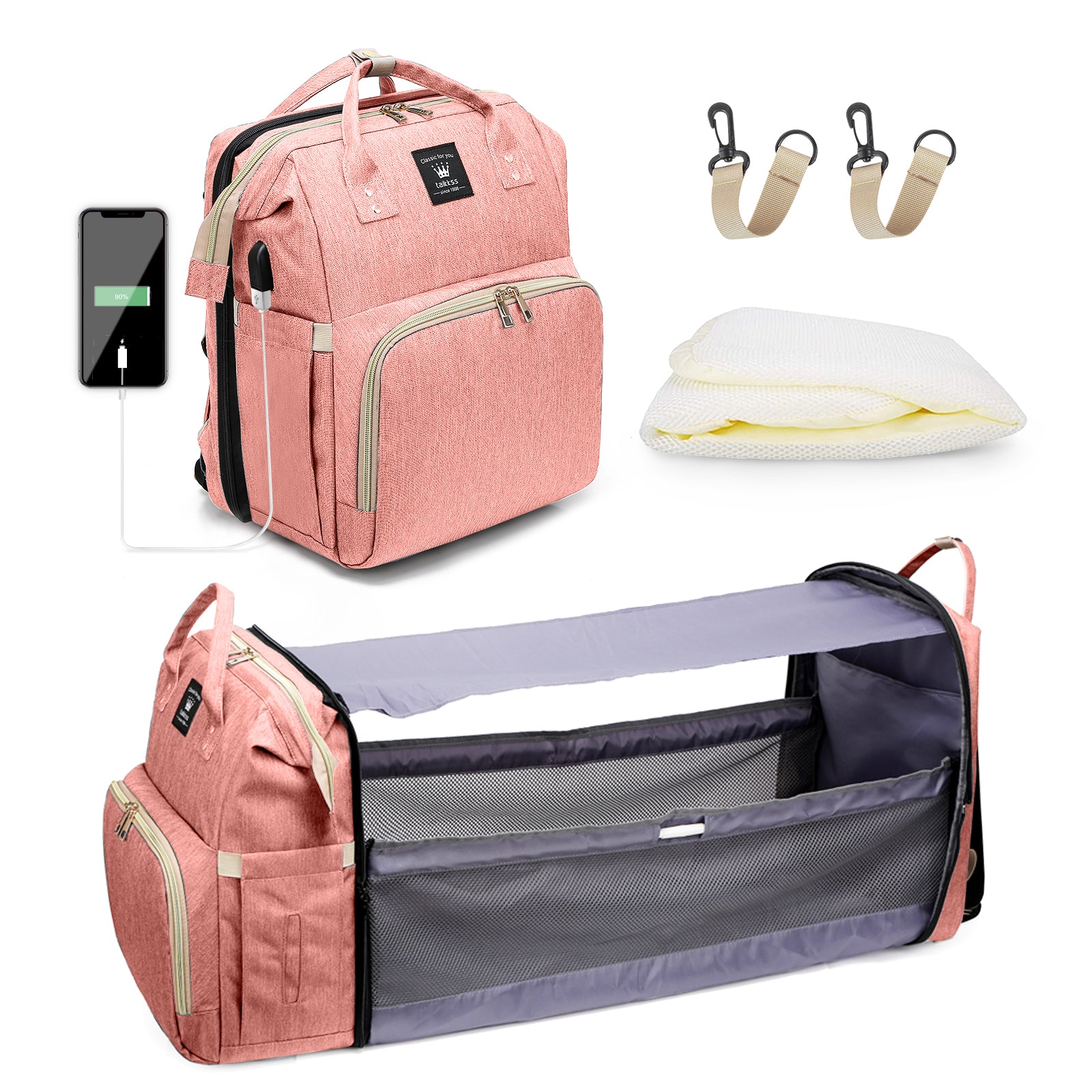Leogreen-Diaper-Bag-Backpack-Multifunctional-Waterproof-Travel-Backpack-Large-Capacity-Baby-Diaper-Bag-with-Multiple-Pockets-Pink