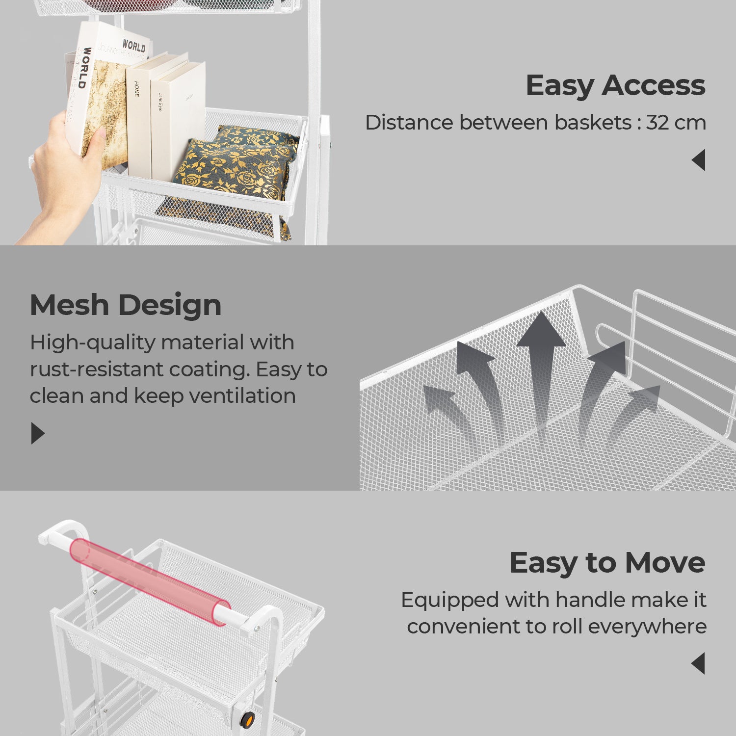 Todeco-Trolley-on-Wheels-Kitchen-Trolley-with-3-Levels-90-180-Adjustable-Angle-Kitchen-Trolley-with-Removable-Tray-for-Kitchen-Office-Bathroom-Cloakroom-44-5-30-5-94-5-cm-White