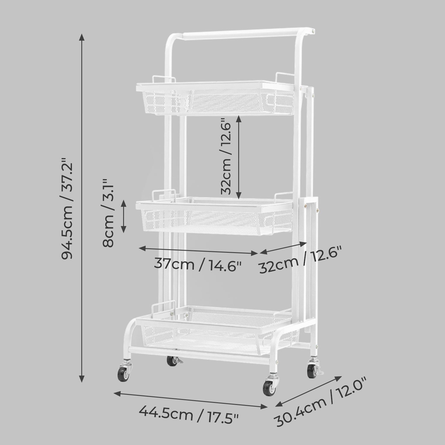 Todeco-Trolley-on-Wheels-Kitchen-Trolley-with-3-Levels-90-180-Adjustable-Angle-Kitchen-Trolley-with-Removable-Tray-for-Kitchen-Office-Bathroom-Cloakroom-44-5-30-5-94-5-cm-White