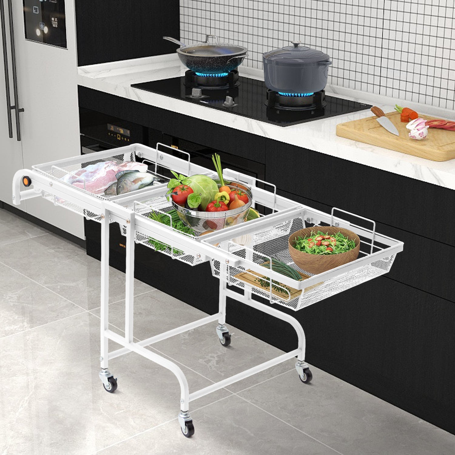 Todeco-Trolley-on-Wheels-Kitchen-Trolley-with-3-Levels-90-180-Adjustable-Angle-Kitchen-Trolley-with-Removable-Tray-for-Kitchen-Office-Bathroom-Cloakroom-44-5-30-5-94-5-cm-White