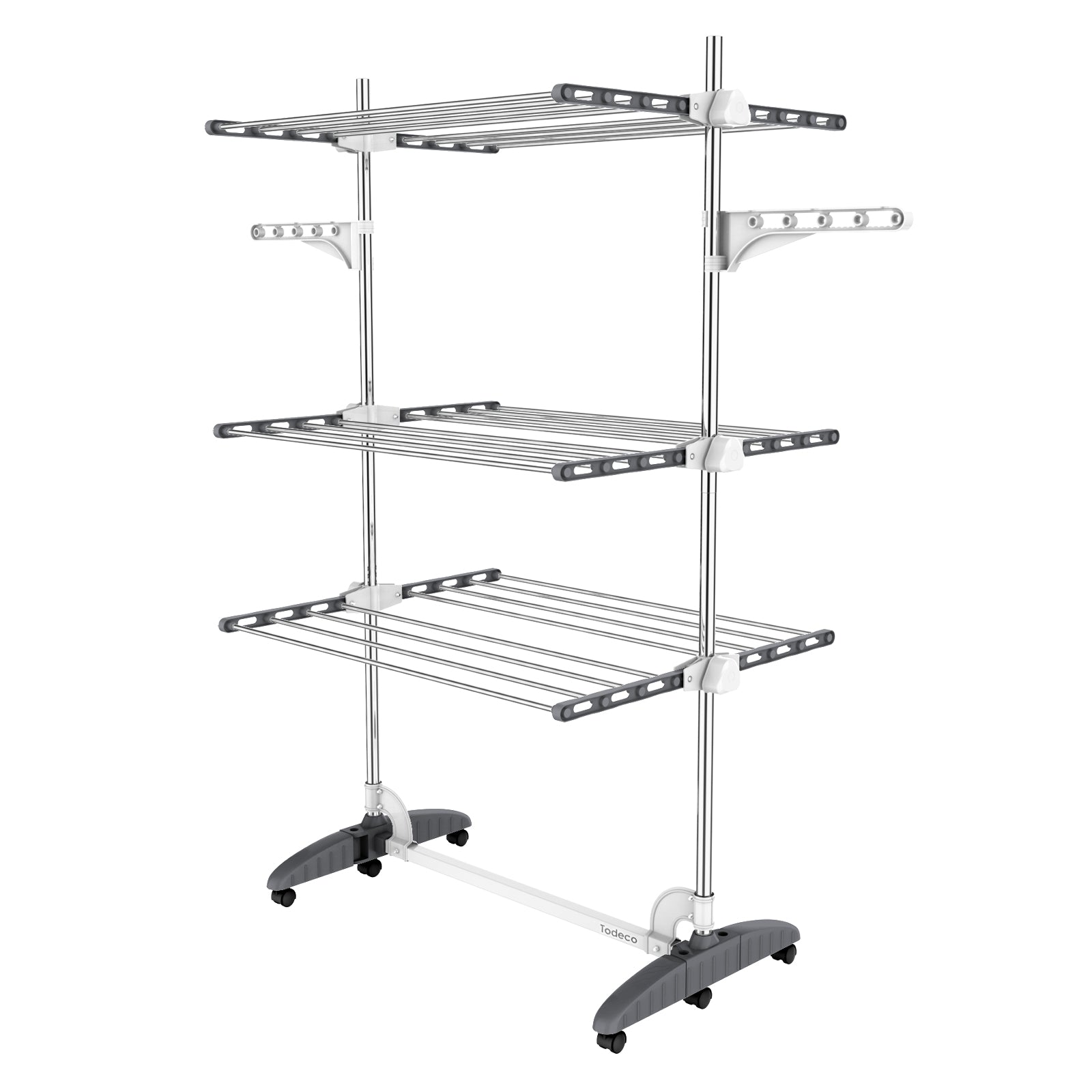 Clothes Drying Rack, 3 shelves (wings, Grey/White)