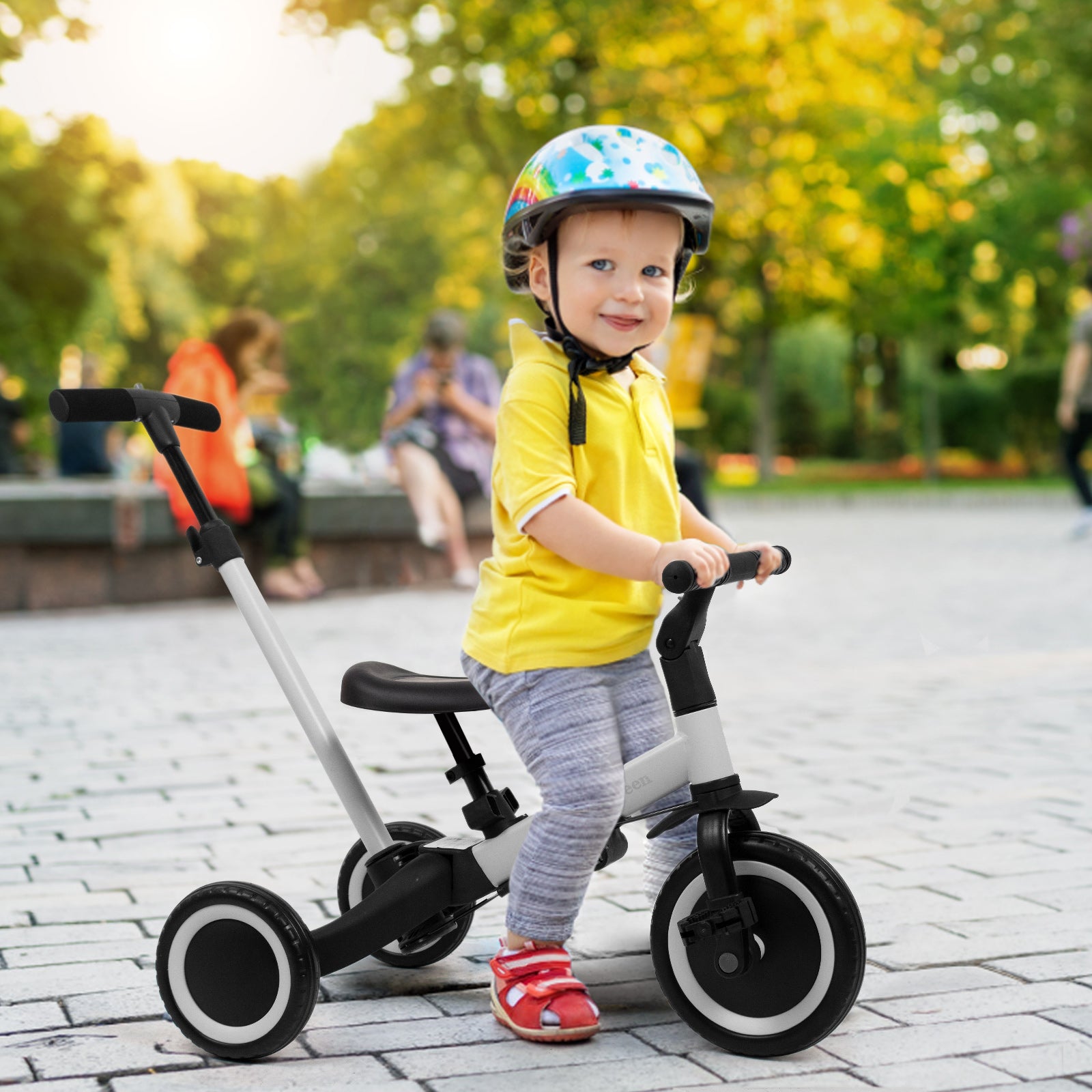 4-in-1-Children-s-Tricycle-Bike-Balance-Bike-Balance-Bike-with-Push-Bar-for-Boys-Girls-from-1-to-3-Years-Load-25-kg-Gray-4-in-1-Children-s-Tricycle-Bike-Gray