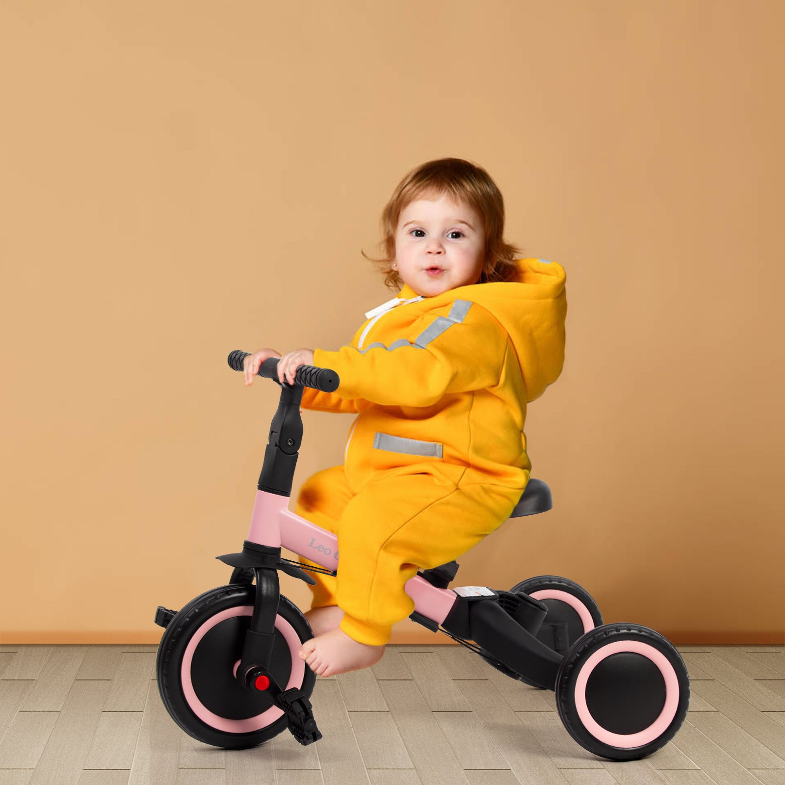 4-in-1-Children-s-Tricycle-Bike-Balance-Bike-Balance-Bike-with-Push-Bar-for-Boys-Girls-Ages-1-to-3-Load-25-kg-Pink-4-in-1-Children-s-Tricycle-Bike-Pink