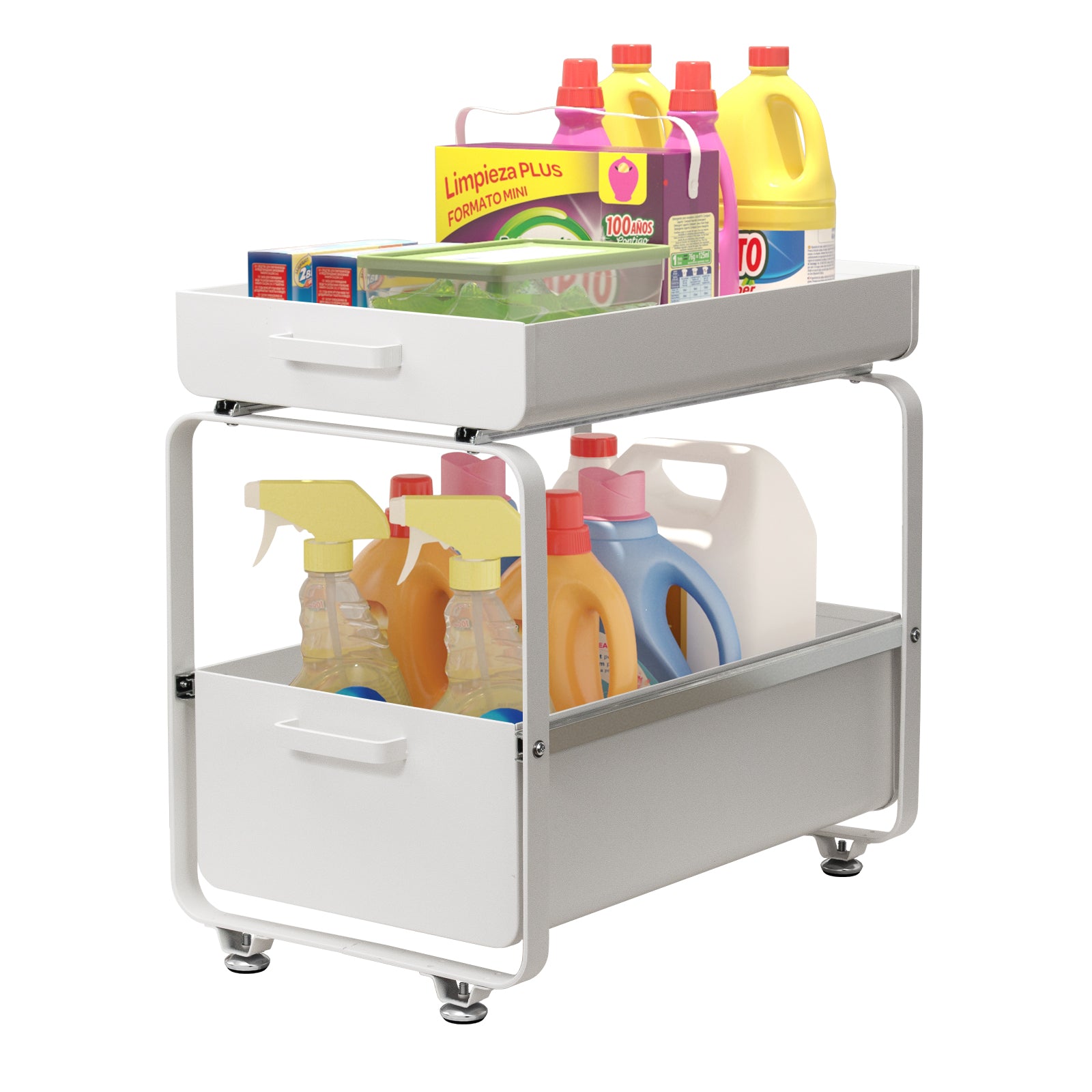 Todeco-Under-Sink-Storage-Shelf-2-Tier-Kitchen-Organizer-Under-Sink-Storage-Sliding-Organizer-for-Kitchen-Bathroom-Cabinet-Carbon-Steel-White-Under-Sink-Storage-Shelf-White