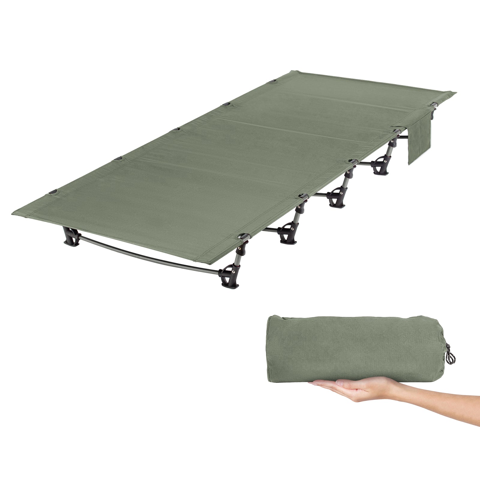 Leogreen-Foldable-Camp-Bed-Ultra-Lightweight-Compact-Strong-and-Durable-192-x-70-x-17cm-for-Tents-Outdoor-Hiking-Traveling-Maximum-Load-150kg-Dark-Green