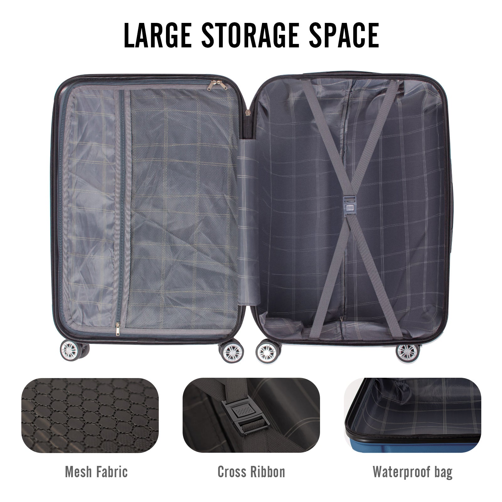 Todeco-Medium-Suitcase-68cm-Travel-Suitcase-Rigid-and-Lightweight-ABS-Travel-Suitcase-with-Wheels-Suitcases-4-Double-Wheels-68x45x26cm-Champagne