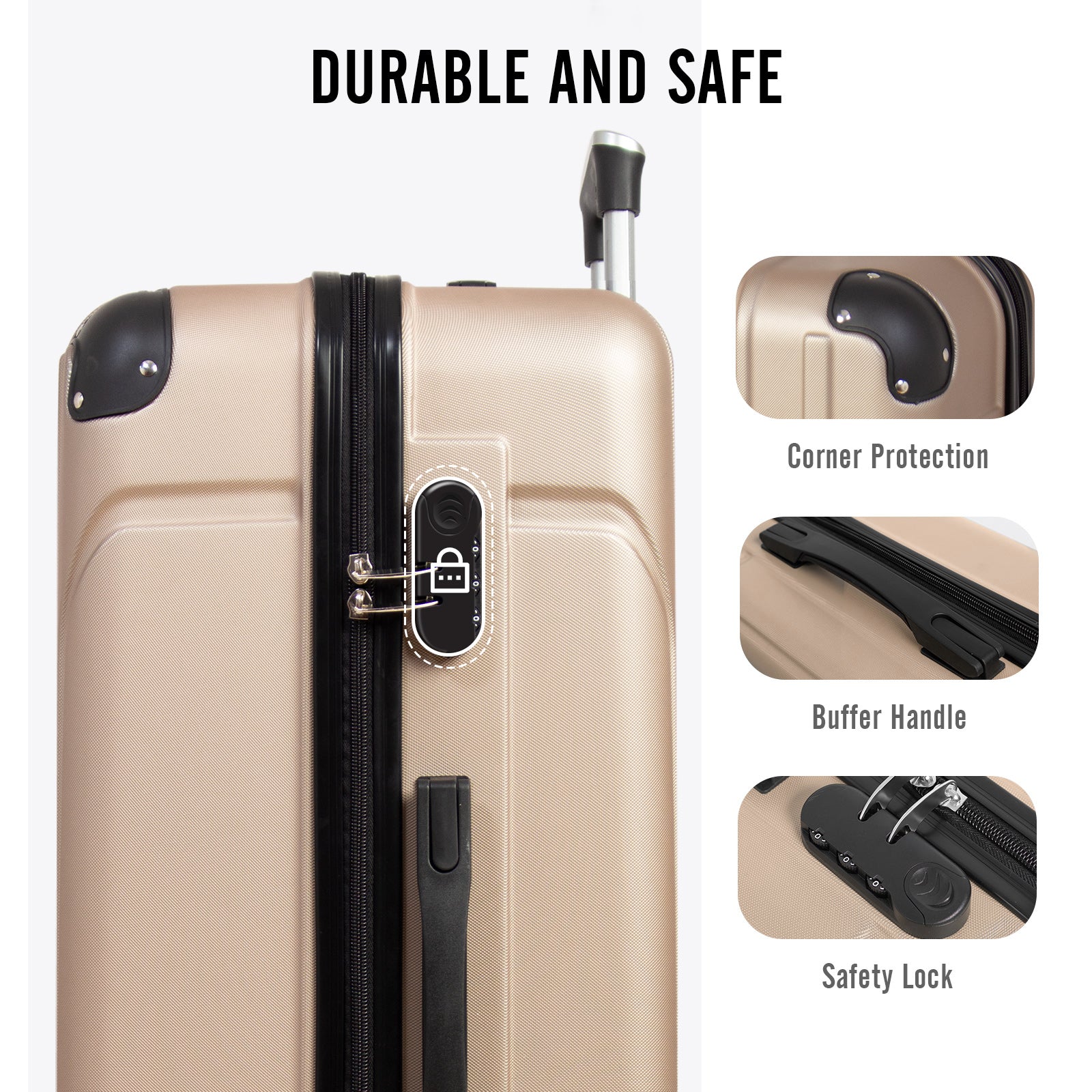 Todeco-Large-Size-Suitcase-78cm-Travel-Suitcase-Rigid-and-Lightweight-ABS-Travel-Suitcase-on-Wheels-Suitcases-4-Double-Wheels-78x51x28cm-Champagne-Large-Size-Suitcase-78cm-Champagne