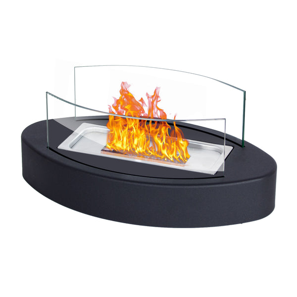 Todeco-Table-Fireplace-Bioethanol-Fireplace-Portable-Table-Fire-for-Outdoors-and-Indoors-Garden-Torch-and-Bioethanol-Fireplace-in-Stainless-Steel-Curved-Black