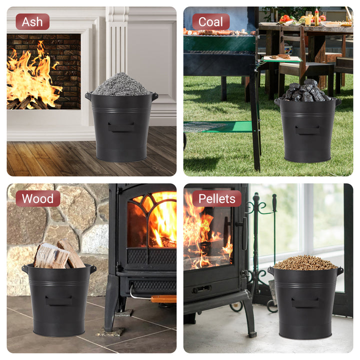 Todeco-Ash-Bucket-with-Lid-Shovel-and-Brush-19-Liter-Metal-Charcoal-Bucket-with-Handle-for-Indoor-and-Outdoor-Fireplace-Fireplace-Wood-Stove-Barbecue-Black