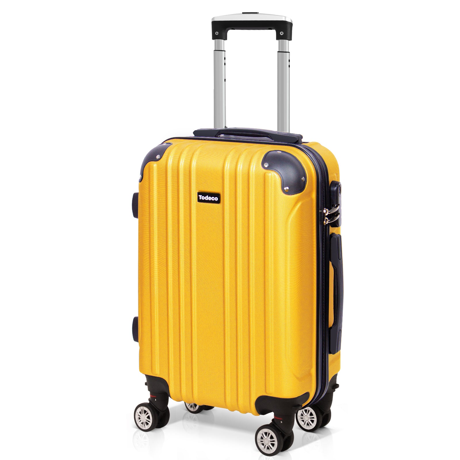 Cabin-Suitcase-55cm-Lightweight-Carry-on-Suitcase-with-Hard-Shell-Travel-Suitcase-Rigid-and-Lightweight-ABS-with-4-Double-Wheels-55x35x22cm-Lemon-Yellow