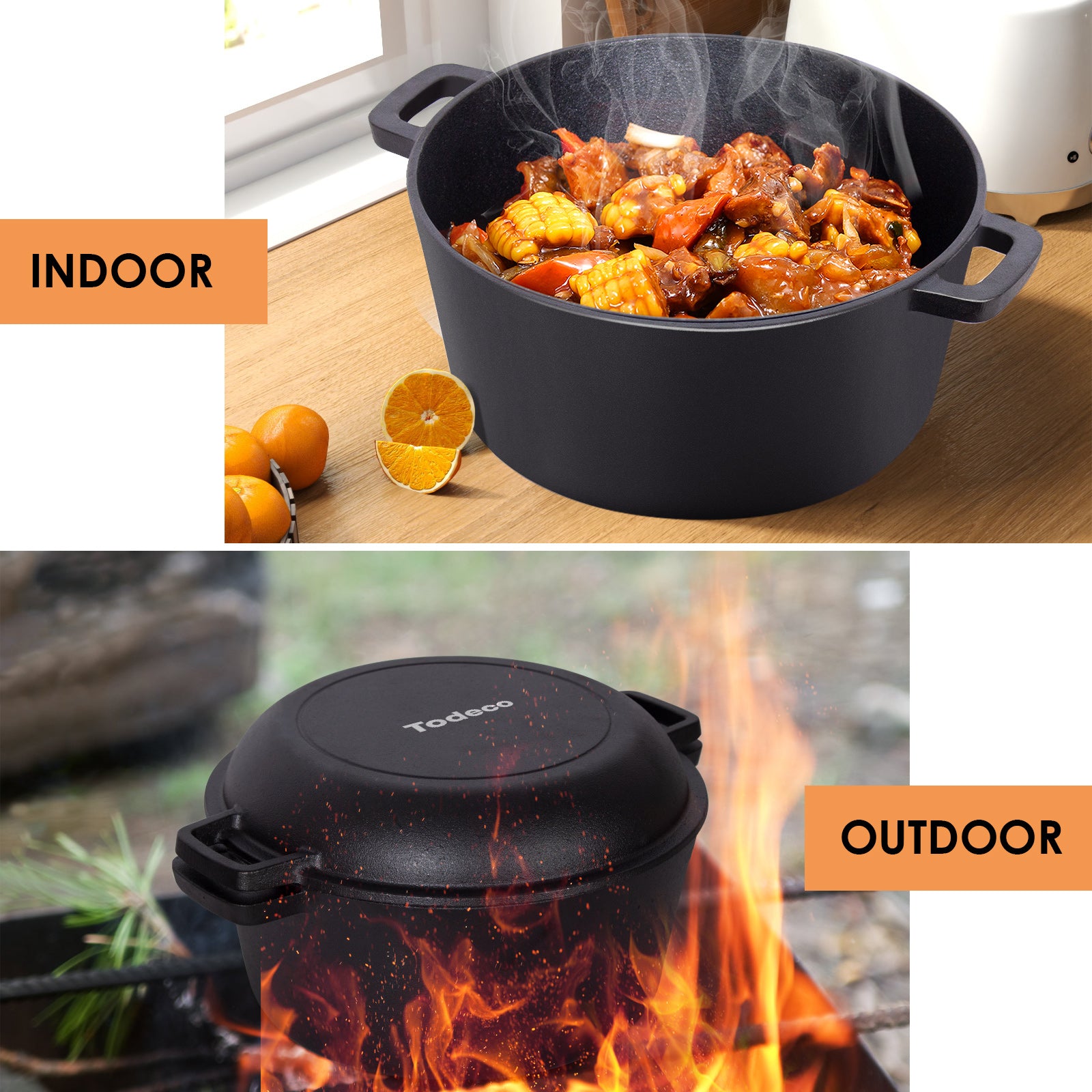 2-in-1-Cast-Iron-Pot-with-Pan-Lid-5L-Dual-Function-Cast-Iron-Saucepan-Frying-Pan-Pre-Seasoned-Dutch-Oven-with-Recipe-for-Cooking-Camping-BBQ-Roasting-or-Braising-2-in-1-Cast-Iron-Pot-with-Pan-Lid