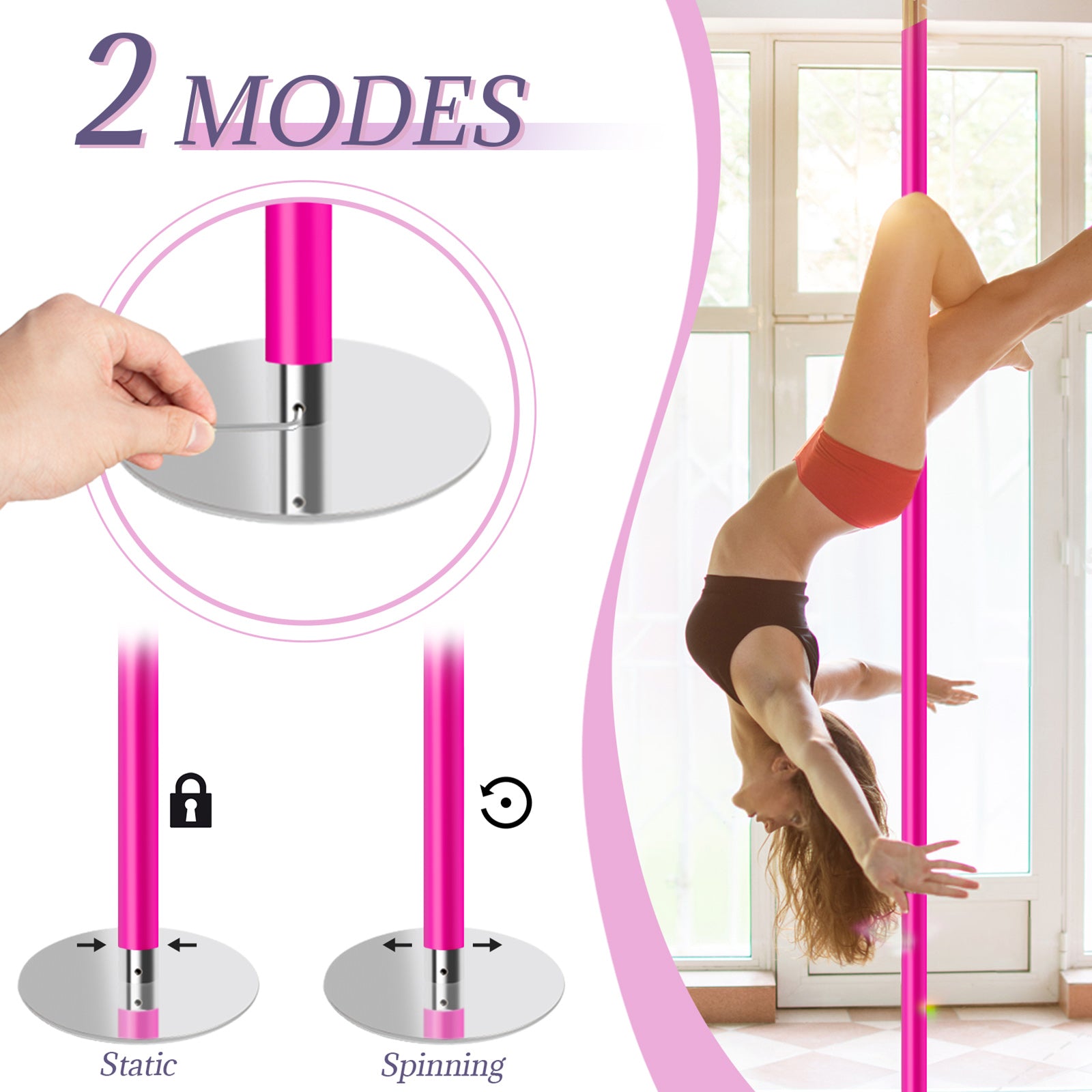 Silicone-Dance-Pole-Bar-Adjustable-Height-223-5-274-5cm-Static-and-Rotating-Maximum-Load-200-Kg-for-Dance-Exercise-Fitness-Silicone-Dance-Pole-Bar