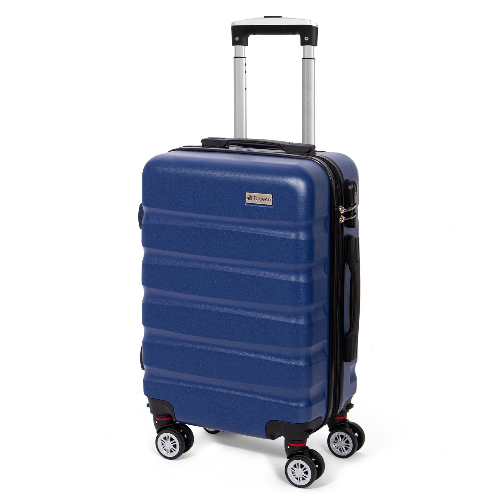 Todeco-Cabin-Suitcase-56cm-Rigid-and-Lightweight-ABS-PC-Lightweight-Carry-on-Suitcase-with-Hard-Shell-Travel-Suitcase-with-4-Double-Wheels-56x36x22cm-Dark-Blue