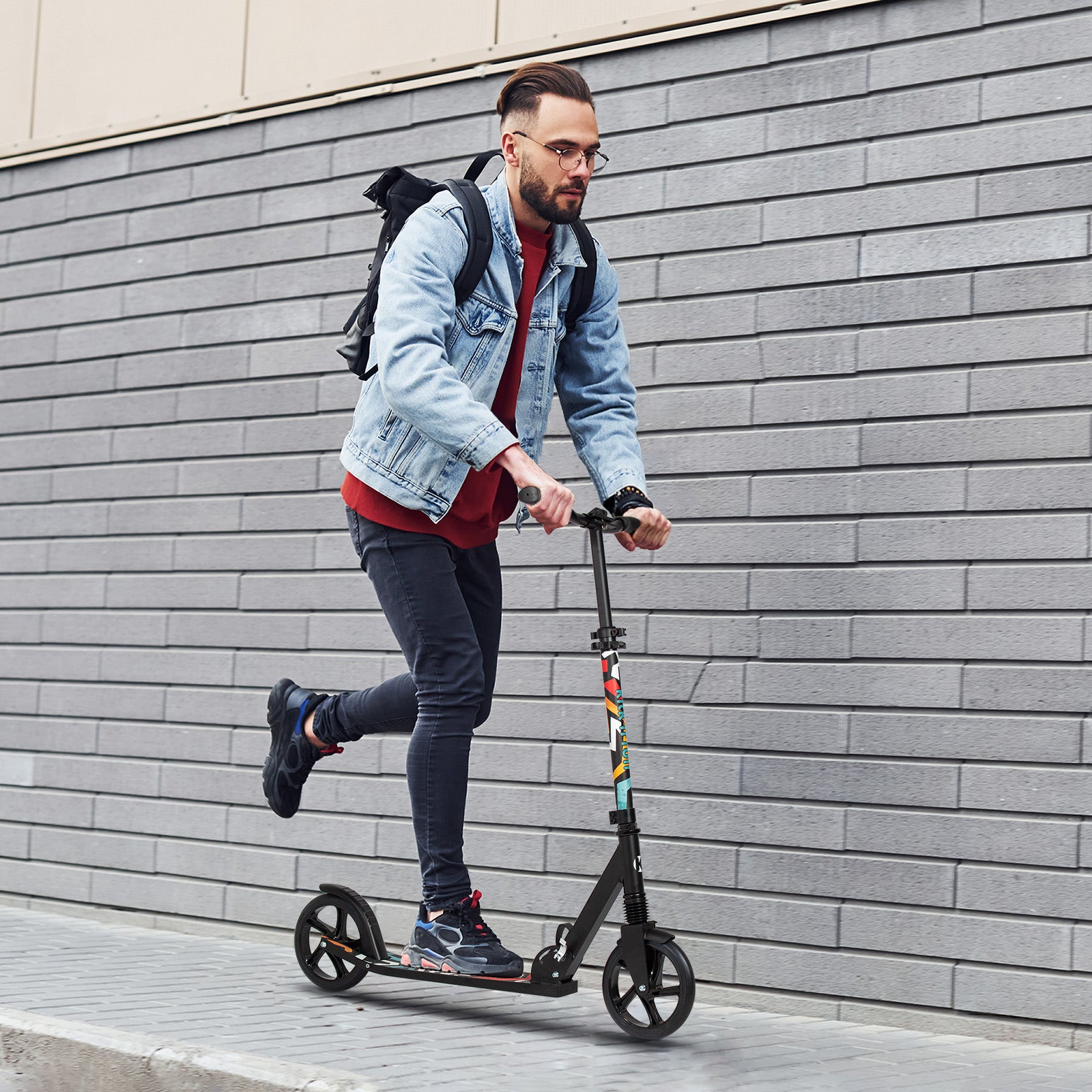 Foldable-Scooter-Scooter-Height-Adjustable-Foldable-City-Scooter-with-Kickstand-205mm-Wheels-Stable-Aluminum-Scooter-for-Adults-and-Teenagers-up-to-100kg