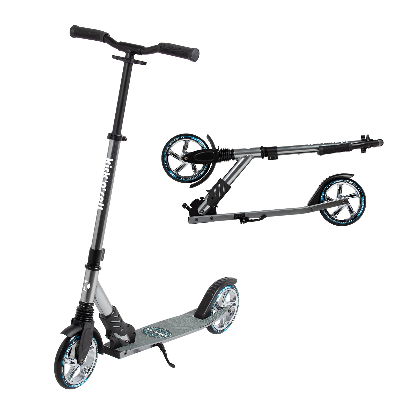 Foldable-Scooter-Adjustable-Handlebar-Height-with-Kickstand-180-mm-Wheels-Stable-Aluminum-Scooter-for-Adults-and-Teenagers-up-to-100-kg-Gray