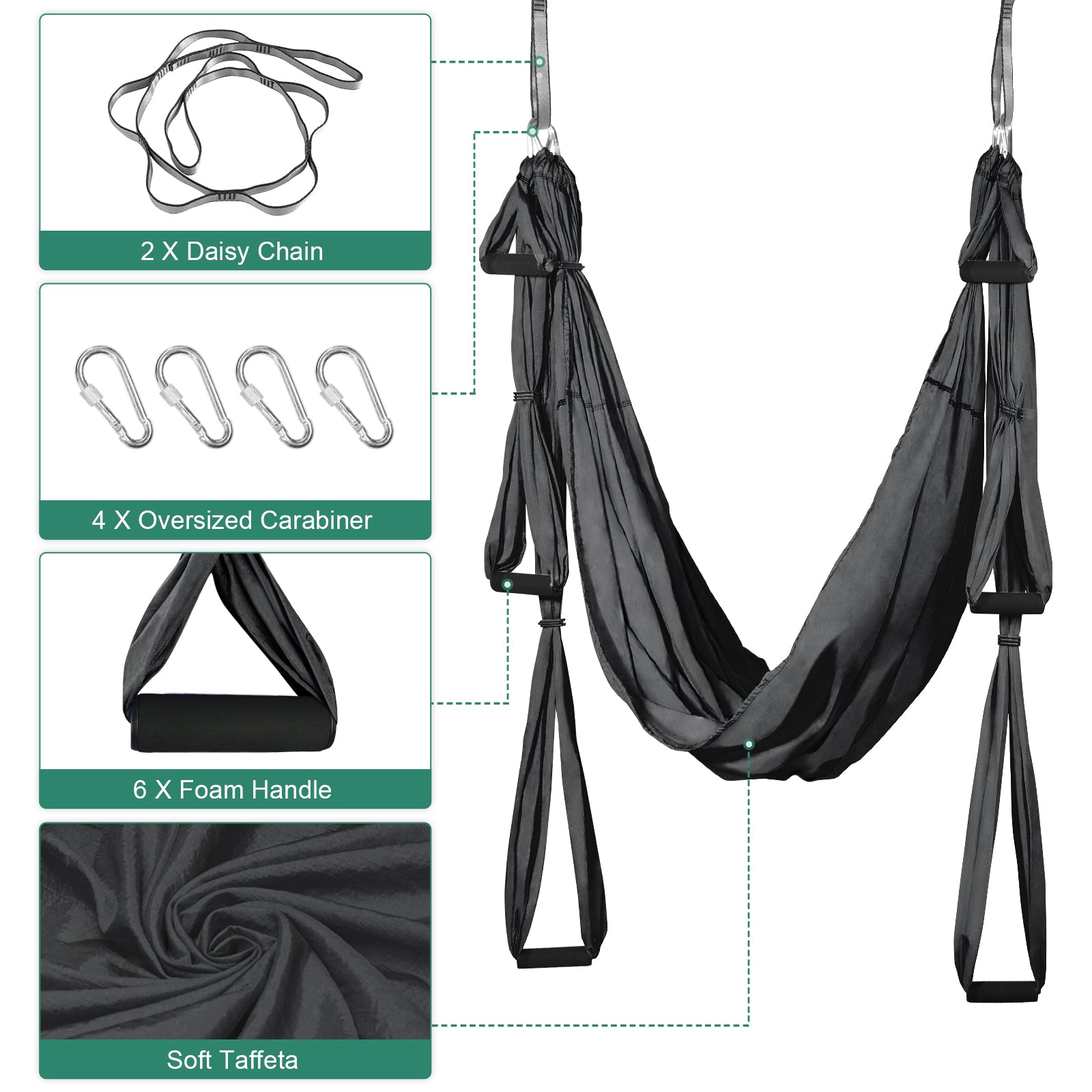 Aerial-Yoga-Hammock-Kits-Inversion-Yoga-Hammock-Swing-for-Anti-Gravity-Yoga-Nylon-Taffeta-Capacity-300-kg-Dark-Grey-Aerial-Yoga-Hammock-Kits-Dark-Gray