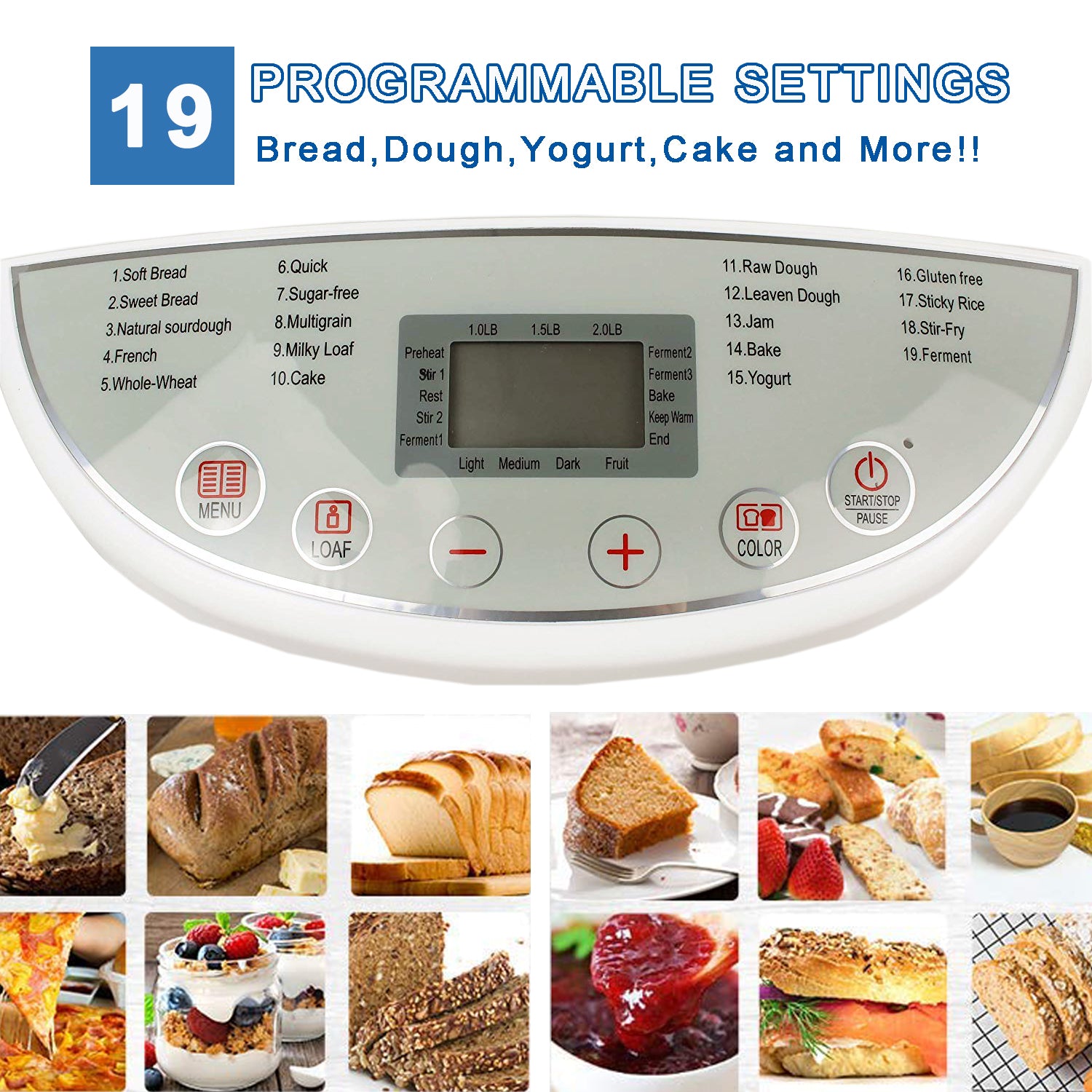 Homemade-Bread-Maker-Jam-Maker-19-Programs-Digital-Display-White-Material-Plastic