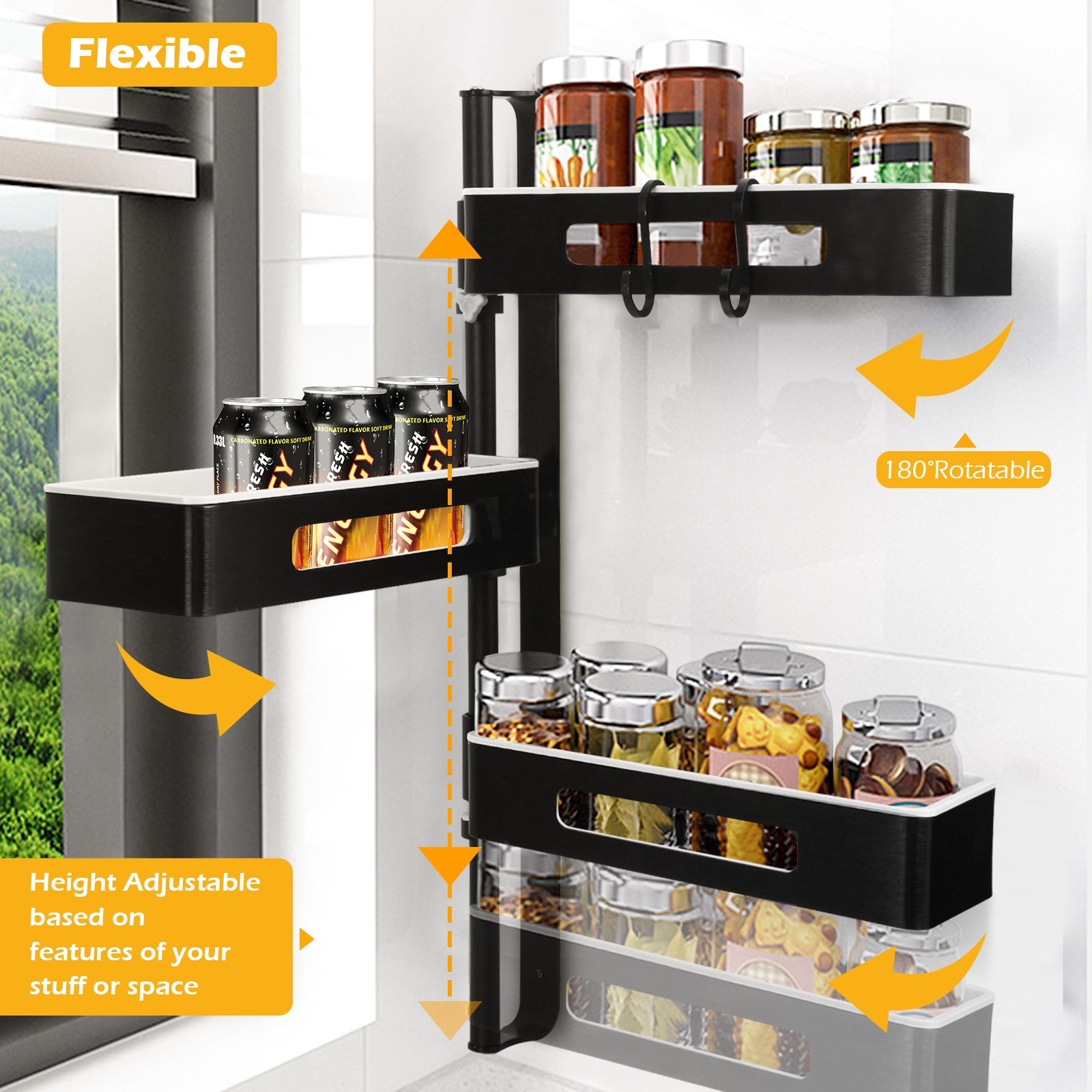 Todeco-3-Tier-Height-Adjustable-Kitchen-Storage-Spice-Rack-Punch-Free-Bathroom-Storage-Shelf-Space-Saving-Organization-for-Living-Room-Balcony