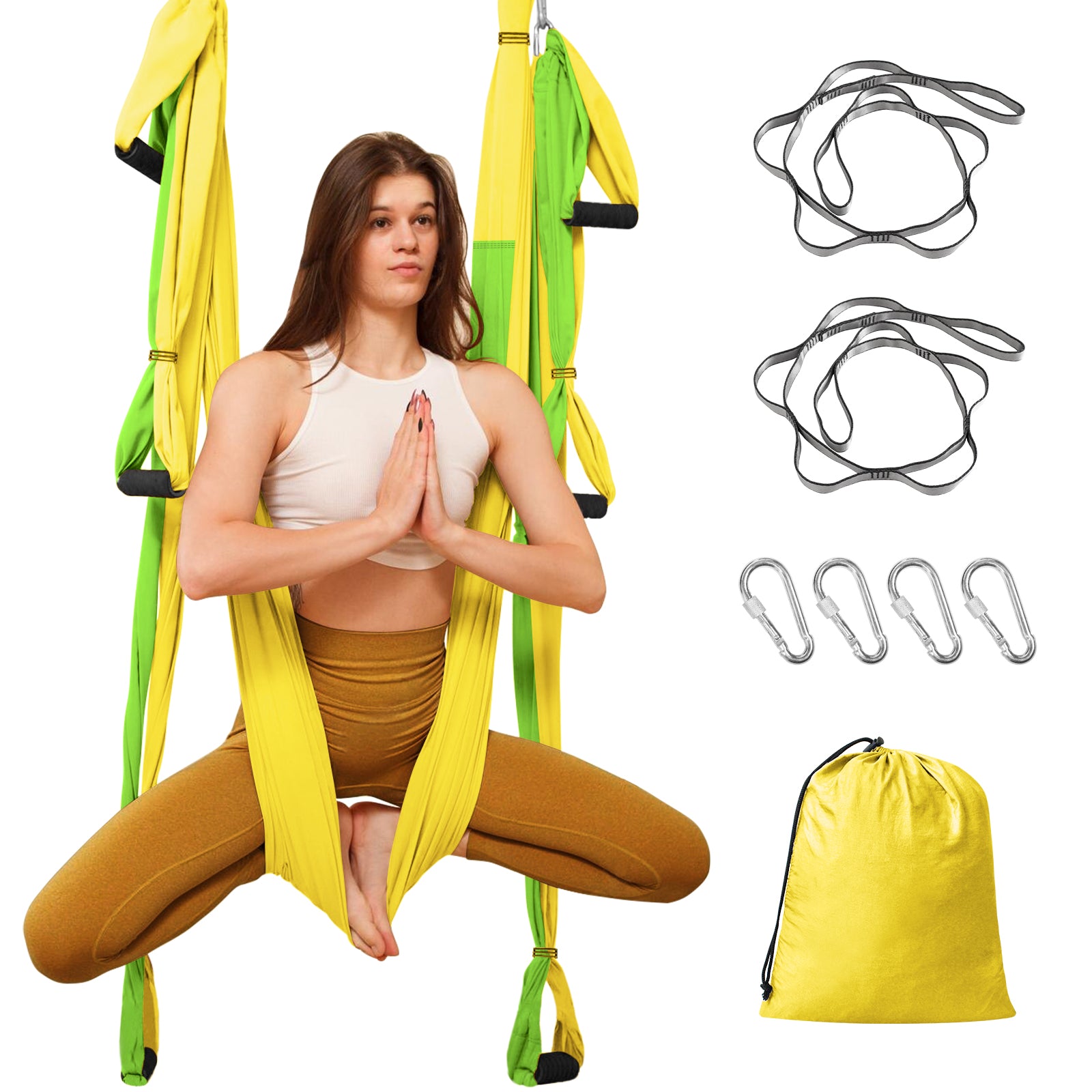 Anti-Gravity-Yoga-Hammock-Swing-with-Daisy-Chain-Extension-Aerial-Yoga-Hammock-Yoga-Swing-Set-Green-Yellow-1-2-Meter-Daisy-Chain-Size-250-x-150-cm-98-x-59-Inch-Anti-Gravity-Yoga-Hammock-Swing-green-yellow