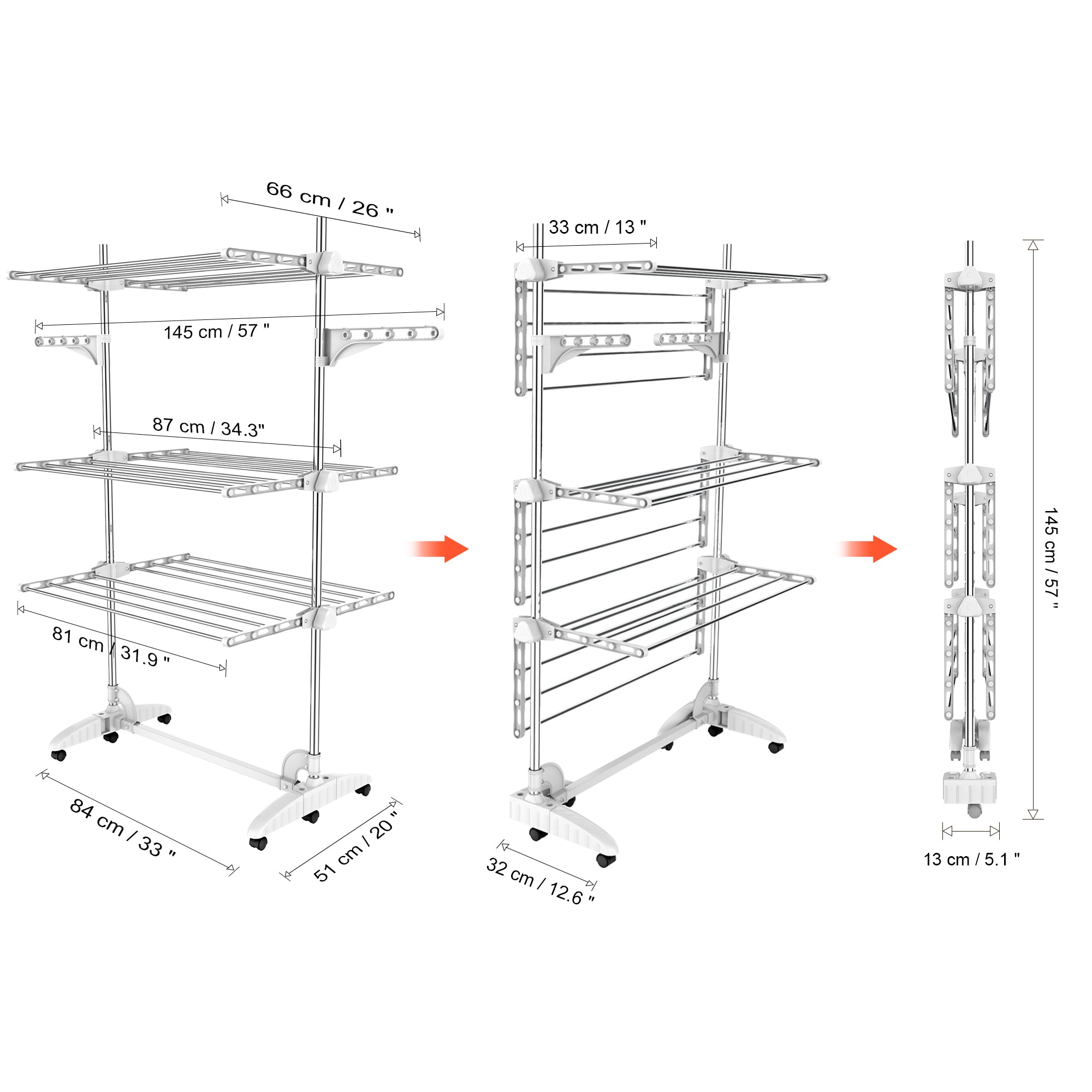 Clothes-Drying-Rack-3-shelves-White-Clothes-Drying-Rack-3-shelves-White-with-wings-Material-Stainless-steel-tubes