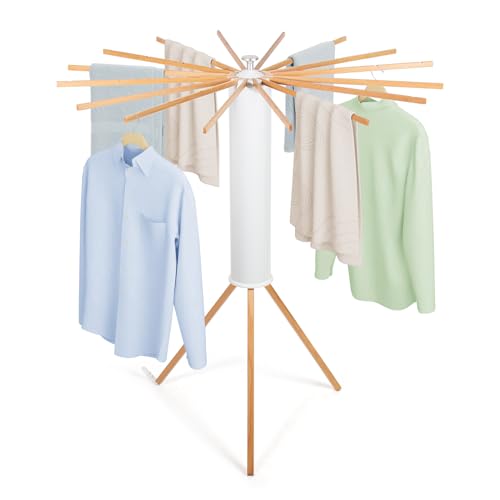 Todeco-Indoor-Clothes-Drying-Rack-Wooden-Fan-Shelf-Dryer-Folding-Clothes-Dryer-for-Small-Laundry-Terrace-Garden