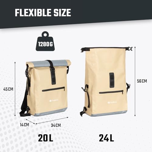 Todeco-3-in-1-Bicycle-Backpack-20L-Bicycle-Rear-Rack-Bag-Waterproof-Backpack-and-Shoulder-Bag-Waterproof-Reflective-Computer-Compartment-Beige