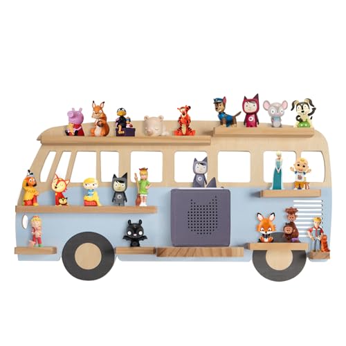 Todeco-Magnetic-Shelf-for-Tonie-Box-and-Tonies-Up-to-20-25-Tonies-Wall-Mounted-Children-s-Music-Box-Shelf-Blue-Bus