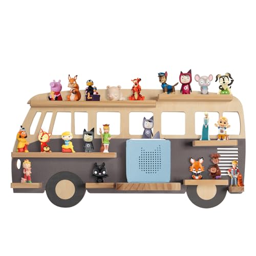 Todeco-Magnetic-Shelf-for-Tonie-Box-and-Tonies-Up-to-20-25-Tonies-Wall-Mounted-Children-s-Music-Box-Shelf-Gray-Bus