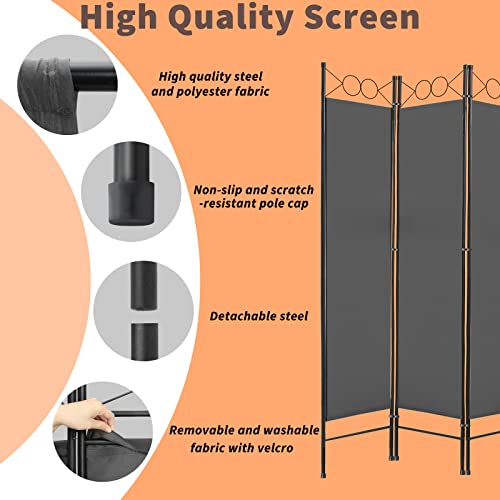 Todeco-Interior-Screen-4-Panels-Foldable-Room-Divider-Privacy-Screen-Bedroom-Home-Balcony-Screen-160-x-180-cm-Gray