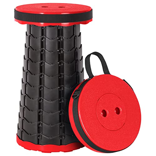 Leogreen-Portable-Telescopic-Stool-Plastic-Foldable-Stool-Portable-Folding-Seat-for-Fishing-BBQ-Camping-Gardening-Indoor-Kitchen-Max-Load-150KG-Red-Black