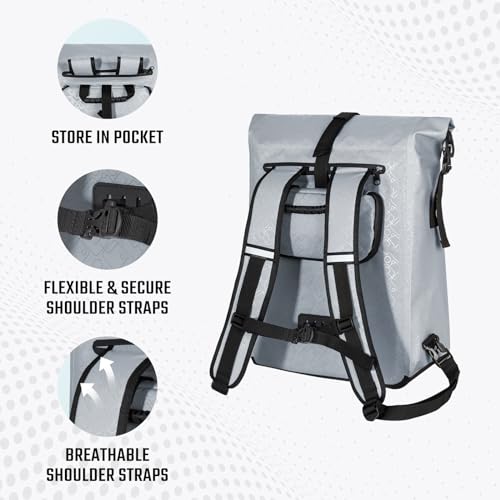 Todeco-3-in-1-Bicycle-Backpack-20L-Bicycle-Rear-Rack-Bag-Waterproof-Backpack-and-Shoulder-Bag-Waterproof-Reflective-Computer-Compartment-Gray