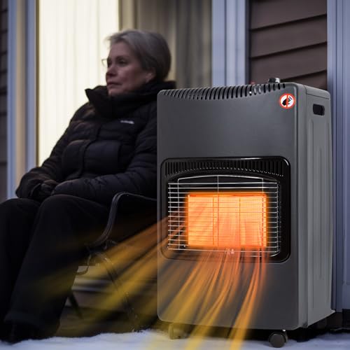 Todeco Gas Heater, black, 3 Heating Levels, Includes Pressure Regulator, Gas Hose, for Balconies and Well-Ventilated Indoor-Outdoor Spaces