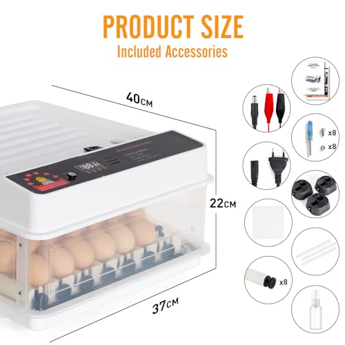 Todeco-Automatic-Egg-Incubator-48-Eggs-Automatic-Egg-Turning-Temperature-Control-Automatic-Humidification-Dual-Power-Supply-Automatic-Egg-Incubator-with-Egg-Lamp