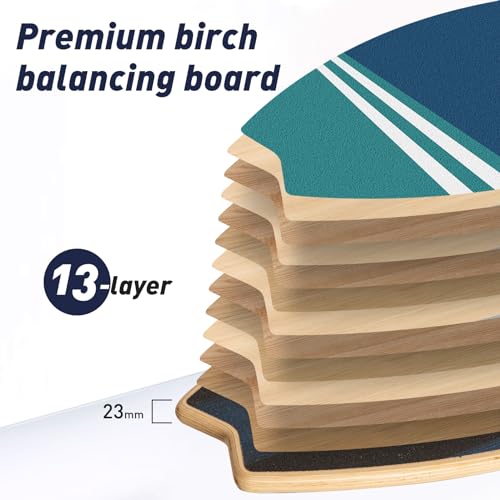 Leogreen-Wooden-Balance-Board-Indoor-Skateboard-7-Modes-Wobble-Board-with-Roller-and-Balance-Ball-Ideal-Fitness-Yoga-Surfing