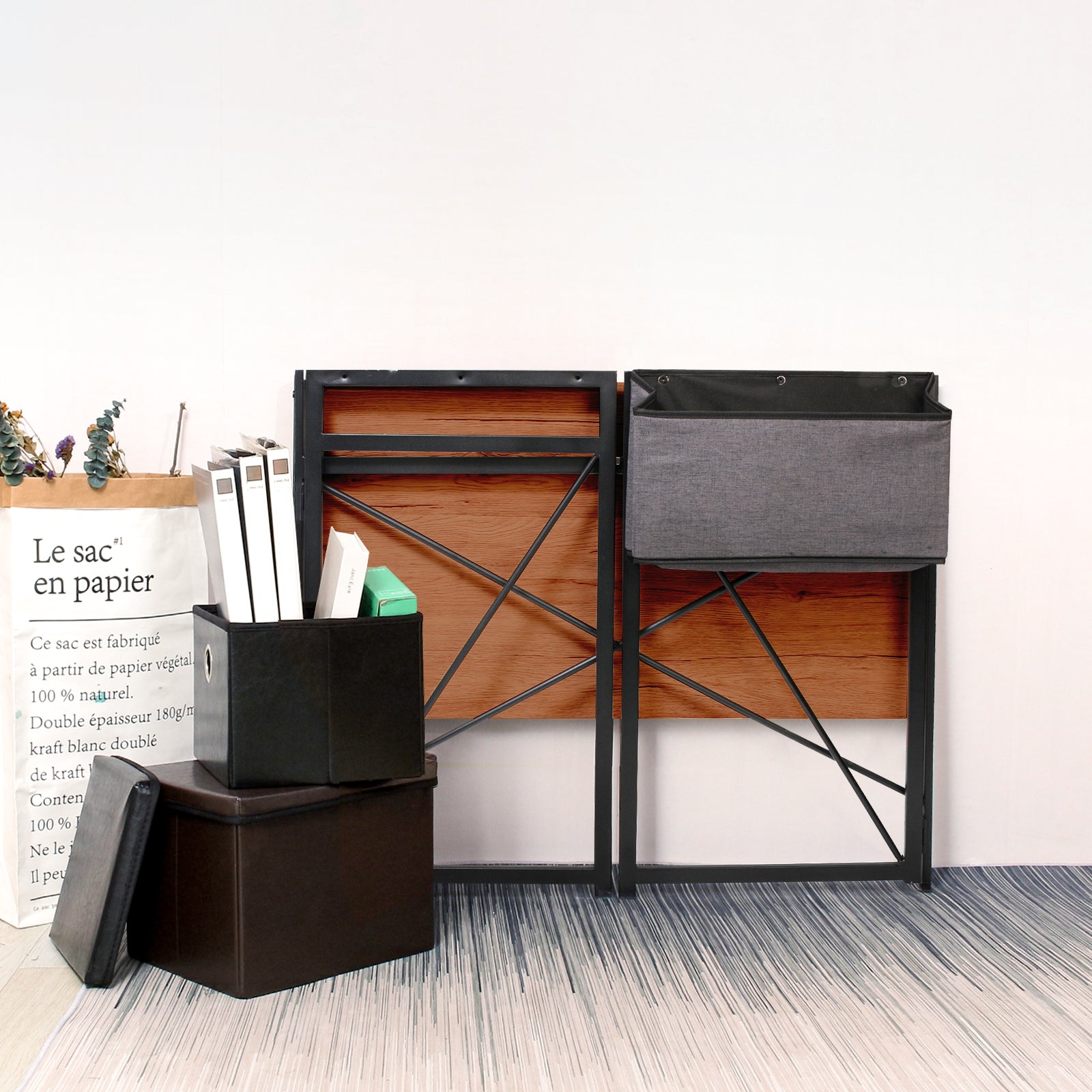 Todeco-Computer-Desk-Office-Table-with-Storage-Pouch-Foldable-Computer-Desk-Industrial-Style-Study-Table-Desk-Workstation-Brown