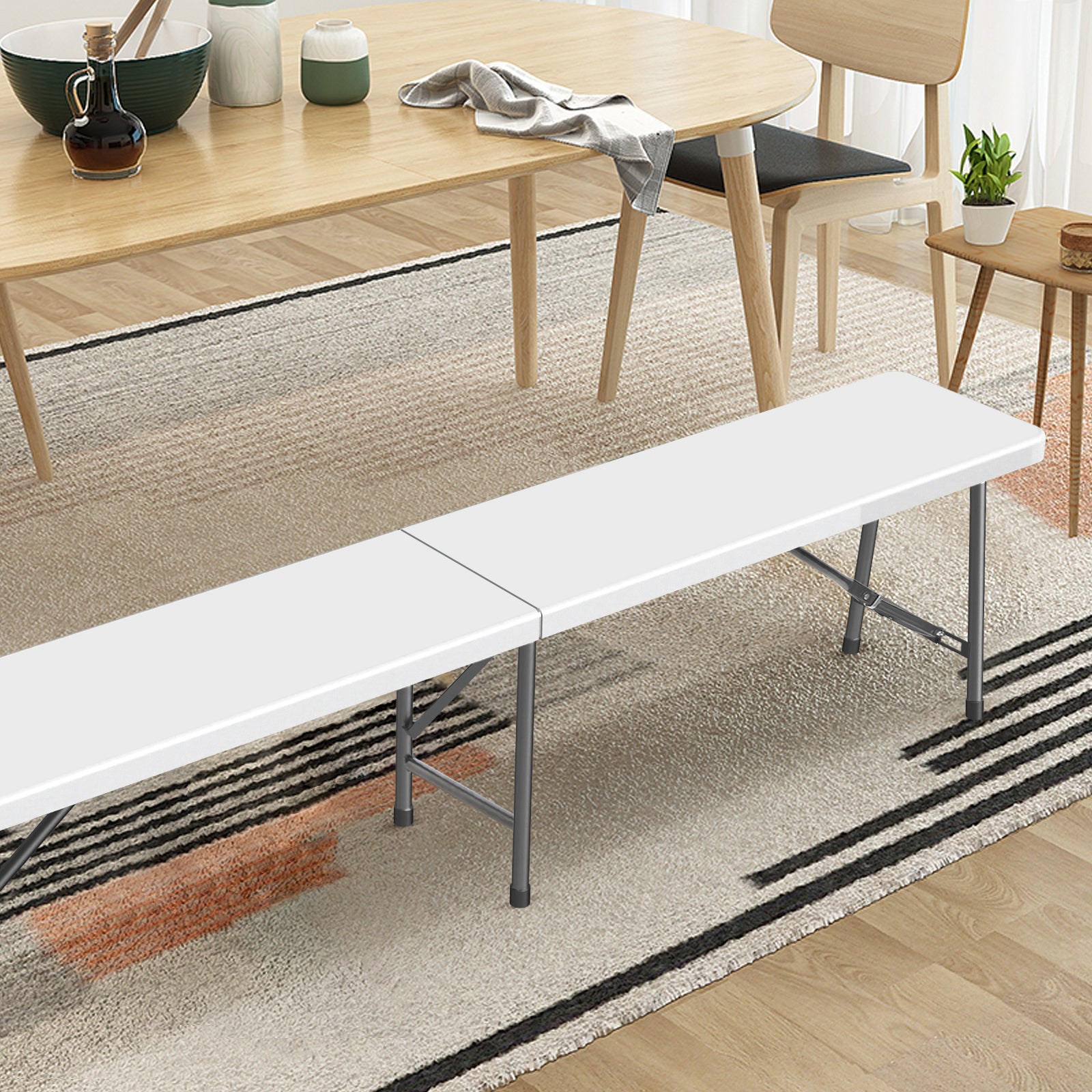 Folding Bench (183 x 30 x 43cm, White)