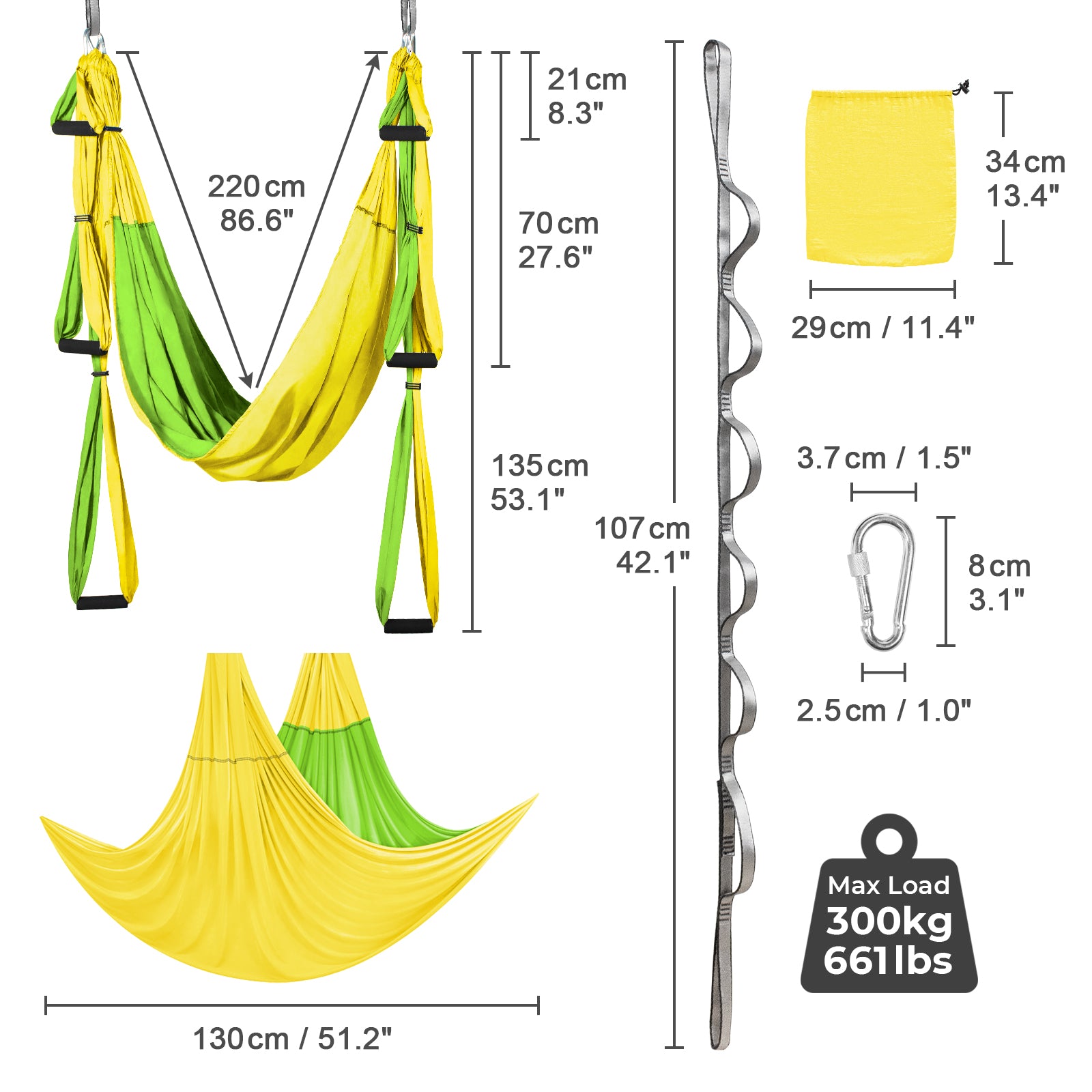 Anti-Gravity-Yoga-Hammock-Swing-with-Daisy-Chain-Extension-Aerial-Yoga-Hammock-Yoga-Swing-Set-Green-Yellow-1-2-Meter-Daisy-Chain-Size-250-x-150-cm-98-x-59-Inch-Anti-Gravity-Yoga-Hammock-Swing-green-yellow