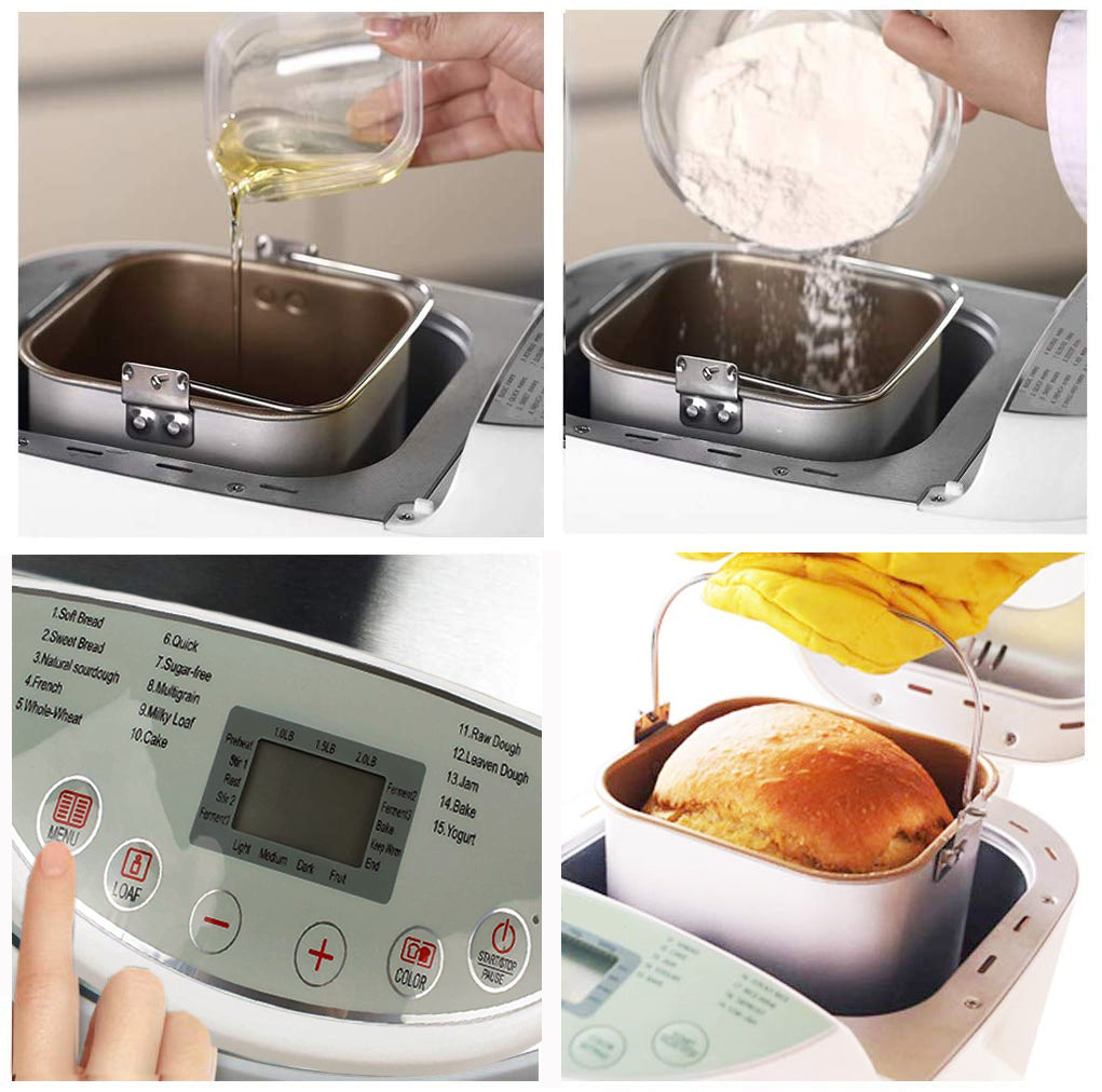 Homemade-Bread-Maker-Jam-Maker-19-Programs-Digital-Display-White-Material-Plastic