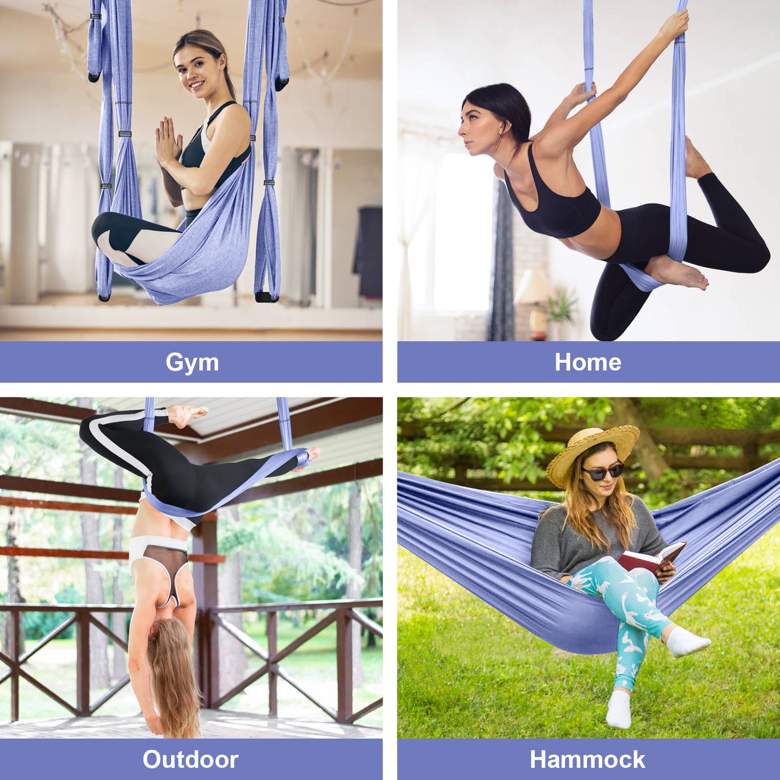 Aerial-Yoga-Hammock-Kits-Inversion-Yoga-Hammock-Swing-for-Anti-Gravity-Yoga-Nylon-Taffeta-Capacity-300-kg-Light-Purple-Aerial-Yoga-Hammock-Kits-Light-Purple