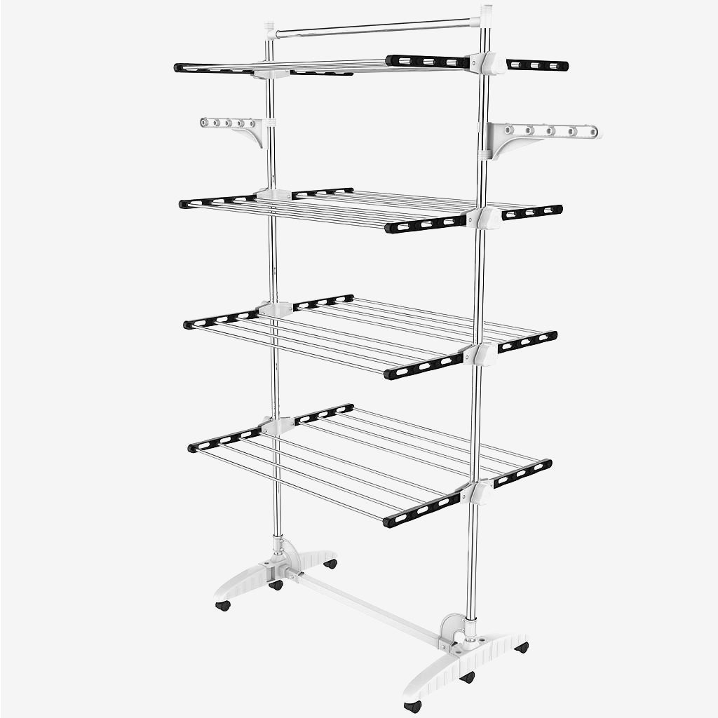 Laundry-Drying-Rack-4-shelves-with-top-bar-Black-Laundry-Drying-Rack-4-shelves-Black-White-with-wings-and-top-bar-Material-Stainless-steel-tubes