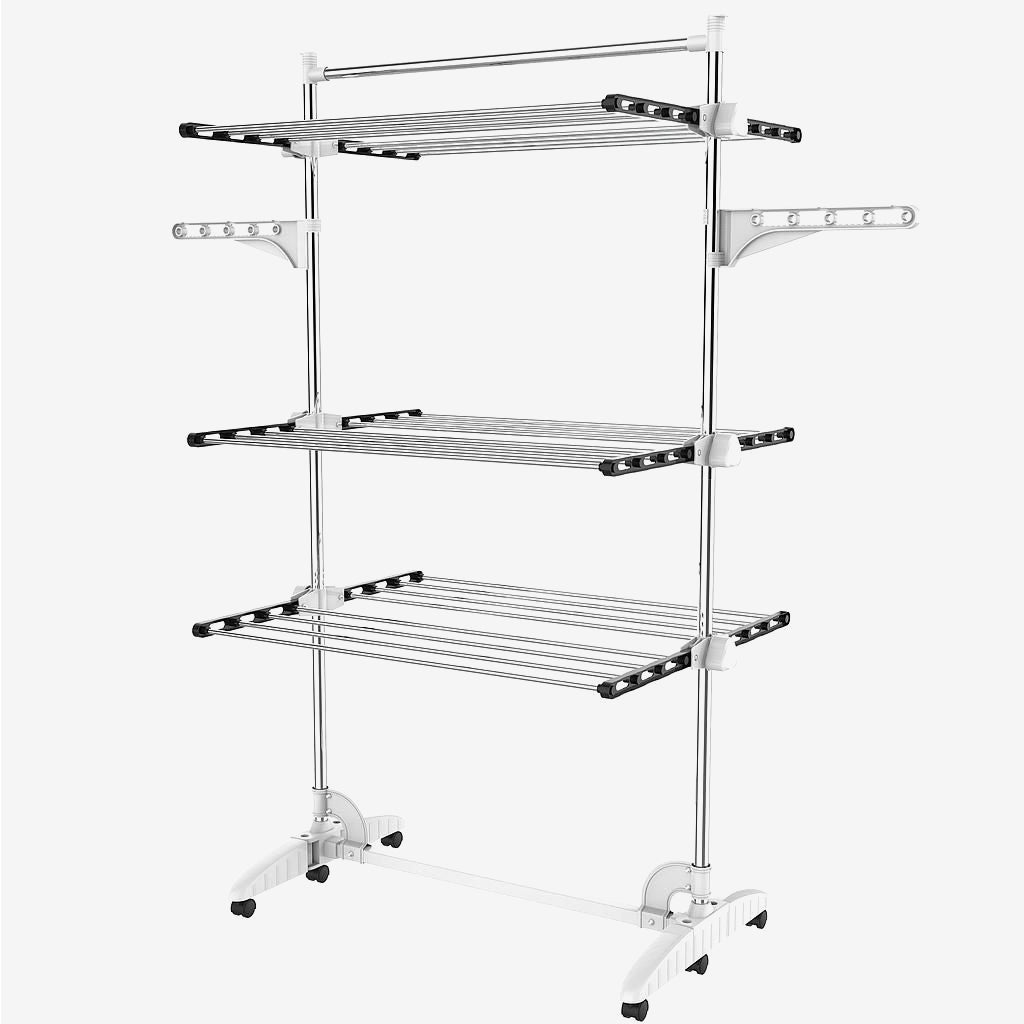 Laundry-Drying-Rack-3-shelves-with-top-bar-Black-Laundry-Drying-Rack-3-shelves-Black-White-with-wings-and-top-bar-Material-Stainless-steel-tubes