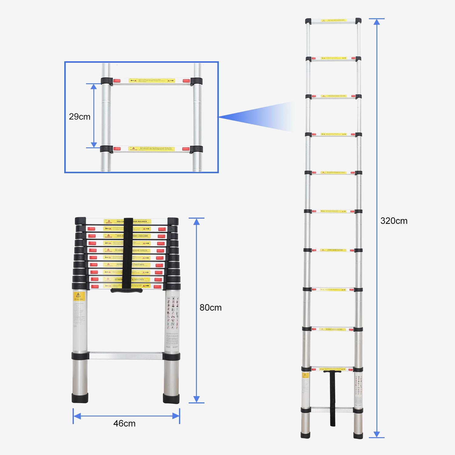 Telescopic-Ladder-Foldable-Ladder-3-2-meter-s-FREE-transport-bag-EN-131-Maximum-load-150-kg