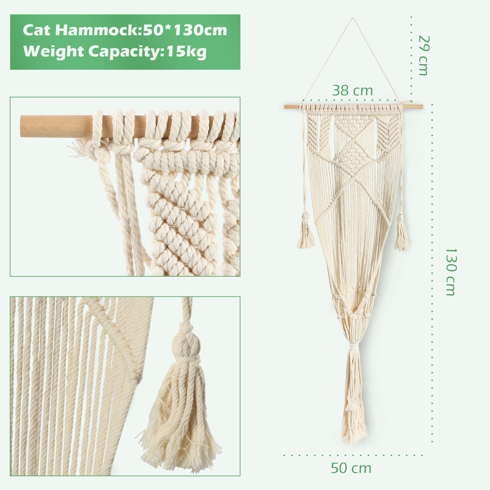 Todeco-Cat-Hammock-Tapestry-Swing-Bed-Macrame-Cotton-Rope-Load-Capacity-15kg-50-x-130-cm-Cat-Mat-Not-Included-Bohemian