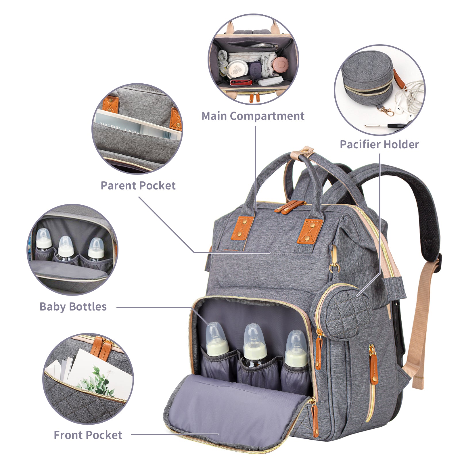 Diaper-Backpack-with-Foldable-Baby-Bed-Large-Capacity-Waterproof-Portable-Multifunction-Diaper-Bag-with-Mat-Pacifier-Holder-and-USB-Port-Dark-Grey-Diaper-Backpack-with-Foldable-Baby-Bed-Dark-Gray
